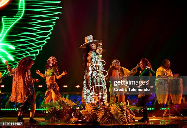 Show -- Pictured: Goyo performs on stage during the 2022 Latin American Music Awards at the Michelob ULTRA Arena at Mandalay Bay Resort and Casino in...