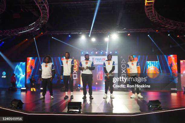 Knicks Gaming walks onto the stage during the 2022 NBA 2K Tip Off Tournament on April 21, 2022 at Pan Am Plaza in Indianapolis, Indiana. NOTE TO...