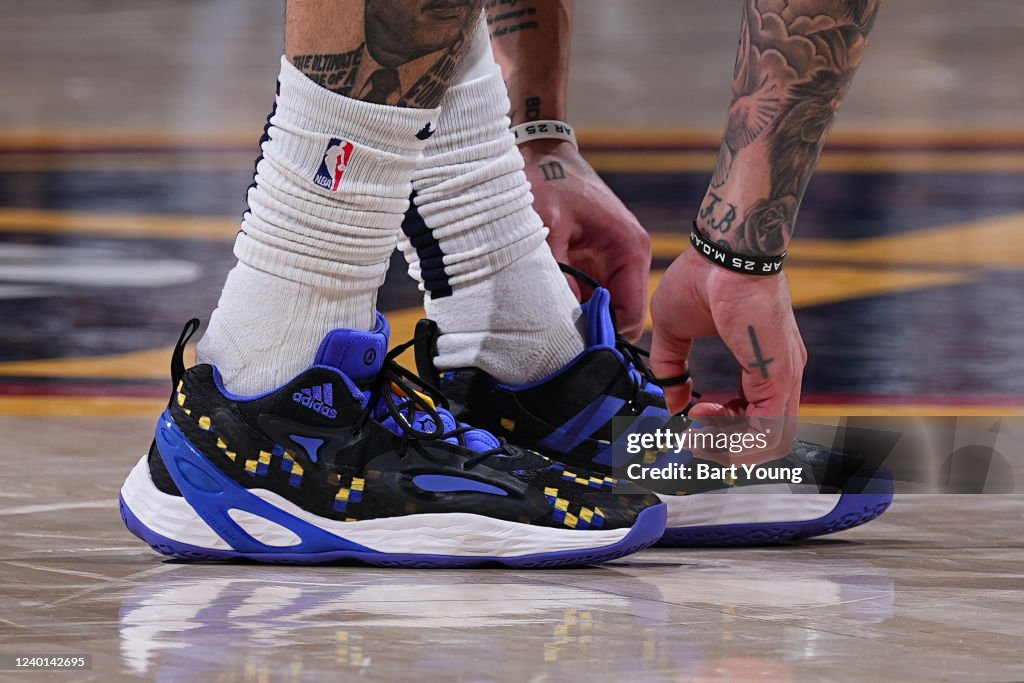 Austin Rivers Denver The sneakers worn by Austin Rivers of the Denver Nuggets during the ...