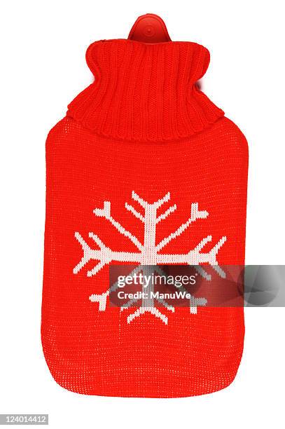 red hot-water bag topview - hot water bottle stock pictures, royalty-free photos & images