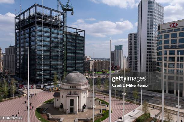 New buildings and road and tramways under construction as part of the redevelopment of the Paradise area on 21st April 2022 in Birmingham, United...