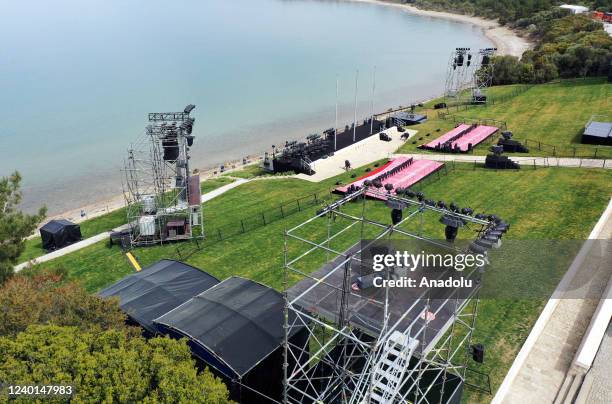 General view of Anzac Cove as preparations of the 107th anniversary events on the Historical Gallipoli Peninsula continue in Canakkale, Turkiye on...