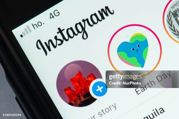 An user opens social network Instagram mobile app in L'Aquila, Italy, on april 21, 2022. Meta company celebrates 2022 Earth day with a special...