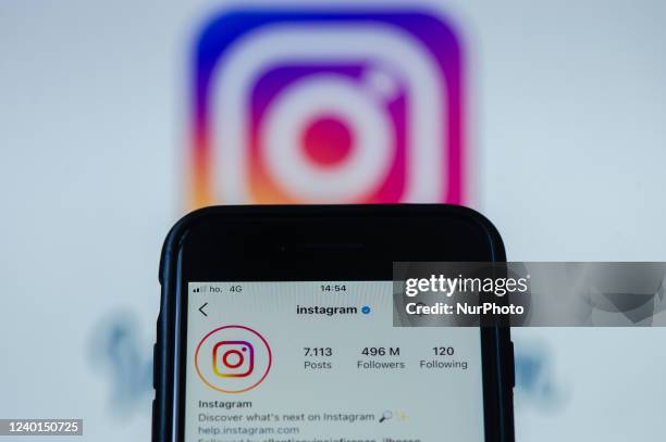 An user opens social network Instagram mobile app in L'Aquila, Italy, on april 21, 2022. Meta company celebrates 2022 Earth day with a special...