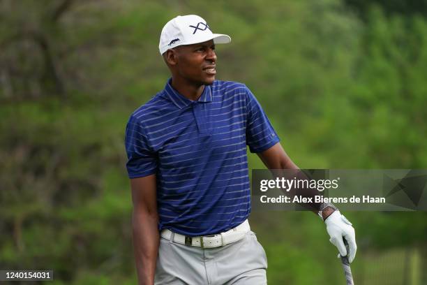 Former NBA player Ray Allen looks on after playing his shot from the second hole tee during round one of the ClubCorp Classic at Las Colinas Country...