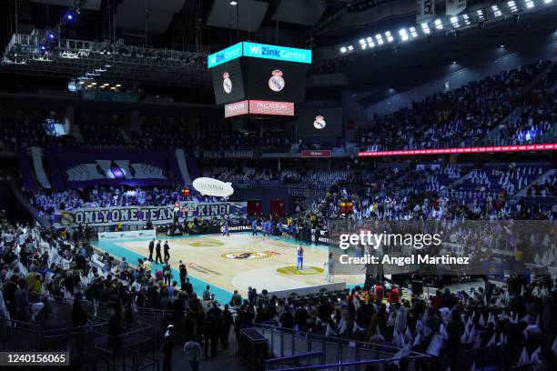 General view prior to the Turkish Airlines EuroLeague Play Off Game 2 match between Real Madrid and Maccabi Playtika Tel Aviv at Wizink Center on...