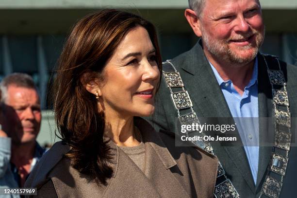 Crown Princess Mary of Denmark during the official opening of Research Day 2022 at The Viking Ship Museum on April 22, 2022 in Roskilde, Denmark....