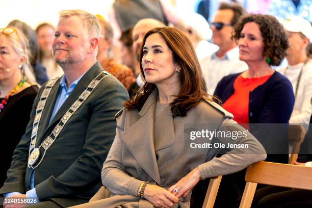 Crown Princess Mary of Denmark during the official opening of Research Day 2022 at The Viking Ship Museum on April 22, 2022 in Roskilde, Denmark....