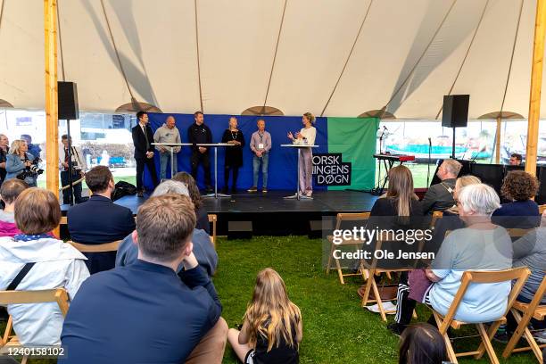 Crown Princess Mary of Denmark during the official opening of Research Day 2022 at The Viking Ship Museum on April 22, 2022 in Roskilde, Denmark....