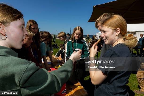 Crown Princess Mary of Denmark during the official opening of Research Day 2022 at The Viking Ship Museum on April 22, 2022 in Roskilde, Denmark....