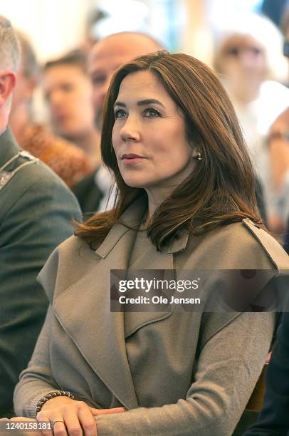 Crown Princess Mary of Denmark during the official opening of Research Day 2022 at The Viking Ship Museum on April 22, 2022 in Roskilde, Denmark....