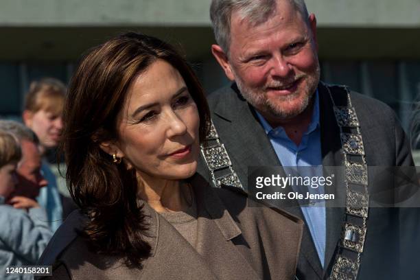 Crown Princess Mary of Denmark during the official opening of Research Day 2022 at The Viking Ship Museum on April 22, 2022 in Roskilde, Denmark....