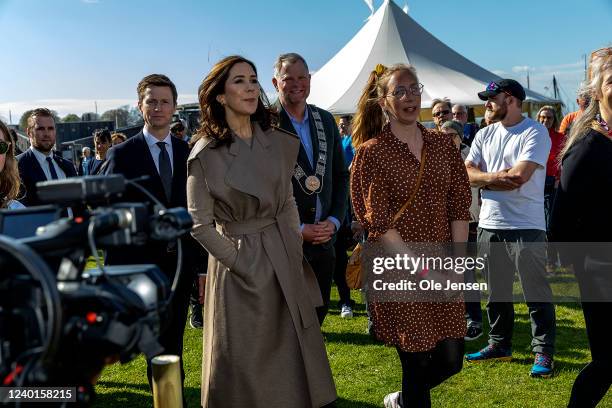 Crown Princess Mary of Denmark during the official opening of Research Day 2022 at The Viking Ship Museum on April 22, 2022 in Roskilde, Denmark....