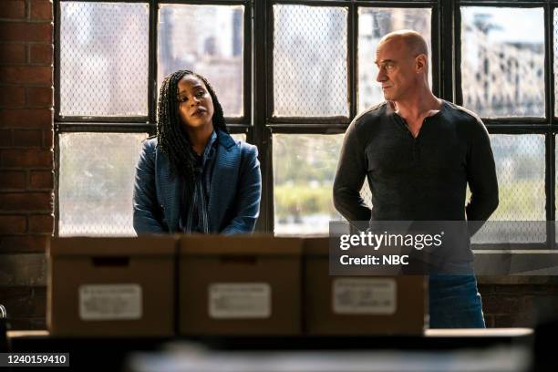 Guns & Roses" Episode 216 -- Pictured: Danielle Moné Truitt as Sgt. Ayanna Bell, Chris Meloni as Det. Elliot Stabler --