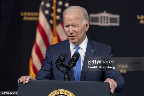 President Joe Biden speaks on Earth Day at Green River College in Auburn, Washington, U.S., on Friday, April 22, 2022. Biden signed an Earth Day...