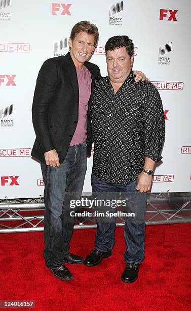 Actors Denis Leary and John Scurti attend the "Rescue Me" Season 7 series finale episode screening at the Ziegfeld Theatre on September 7, 2011 in...