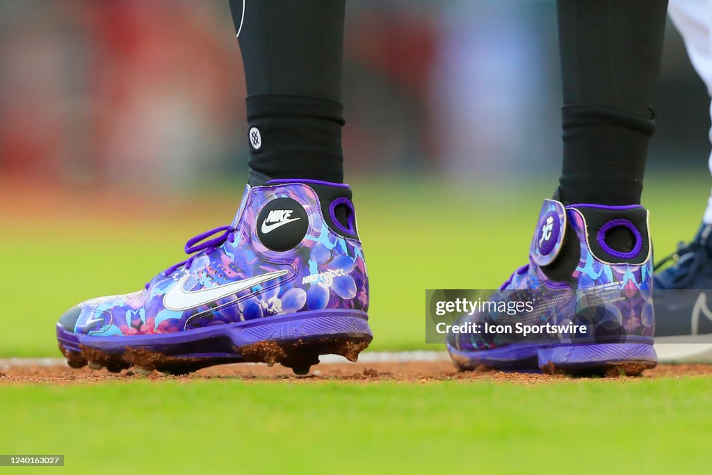 A detailed view of the Nike baseball cleats of Jazz Chisholm Jr. #2  Fotografía de noticias - Getty Images