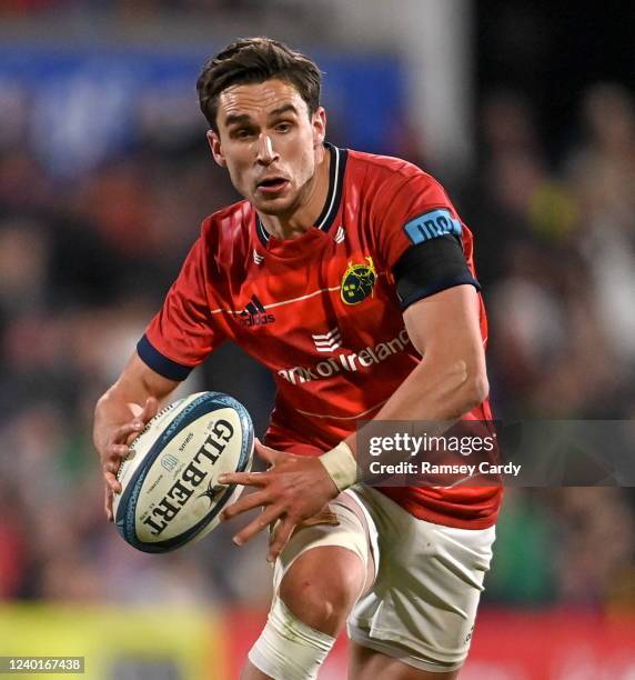 Belfast , United Kingdom - 22 April 2022; Joey Carbery of Munster during the United Rugby Championship match between Ulster and Munster at Kingspan...