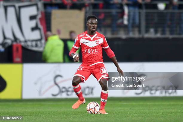 Emmanuel NTIM during the Ligue 2 BKT match between Valenciennes and Ajaccio at Stade du Hainaut on April 22, 2022 in Valenciennes, France. - Photo by...