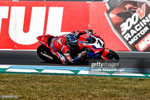 Iker Lecuona from Spain and Honda CBR 1000 RR-R during the World Superbike Free Practice at Assen TT Circuit on April 23, 2022 in Assen, Netherlands.