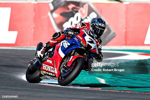 Iker Lecuona from Spain and Honda CBR 1000 RR-R during the World Superbike Free Practice at Assen TT Circuit on April 23, 2022 in Assen, Netherlands.