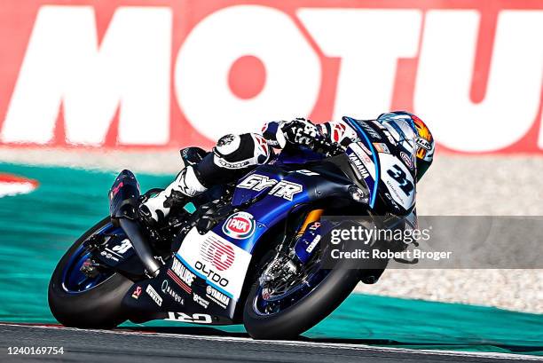 Garrett Gerloff from United States of America and Yamaha YZF R1 during the World Superbike Free Practice at Assen TT Circuit on April 23, 2022 in...