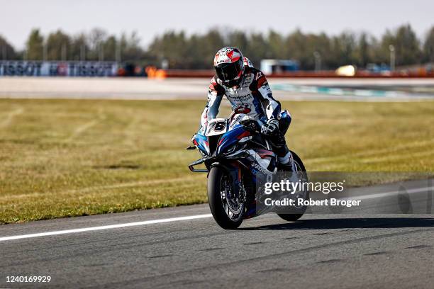 Loris Baz from France and BMW M 1000RR during the World Superbike Free Practice at Assen TT Circuit on April 23, 2022 in Assen, Netherlands.