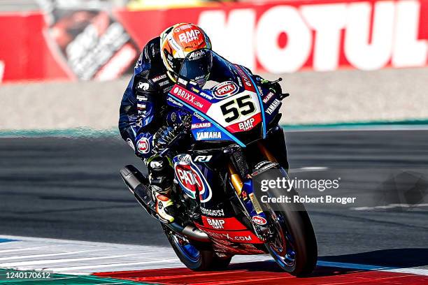 Andrea Locatelli from Italy and Yamaha YZF R1 during the World Superbike Free Practice at Assen TT Circuit on April 23, 2022 in Assen, Netherlands.