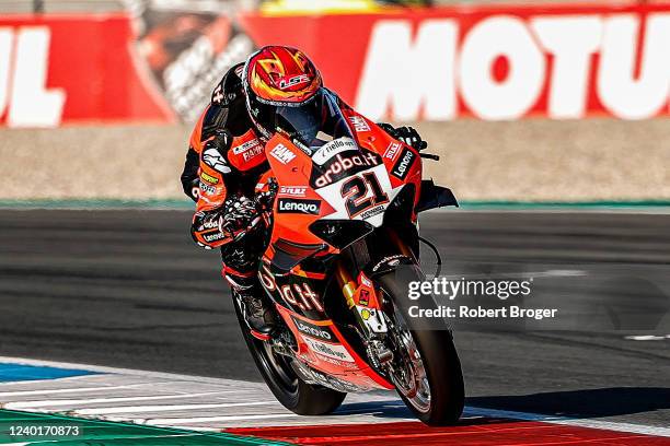 Michael Ruben Rinaldi from Italy and Ducati Panigale V4R during the World Superbike Free Practice at Assen TT Circuit on April 23, 2022 in Assen,...