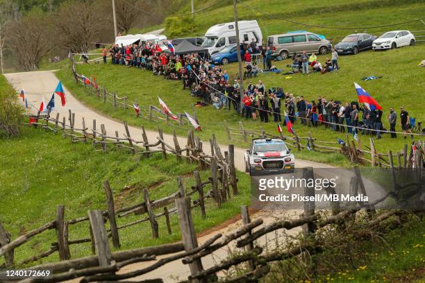 Camilli Eric and Thibault De La Haye of France compete in their Sainteloc Junior Team Citroen C3 during Day Three of the FIA World Rally Championship...