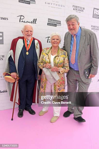 Sir Stanley Wells, Dame Judi Dench and Stephen Fry attend Shakespeare's Birthday lunch presented by Pragnell and hosted by Alexander Armstrong in the...