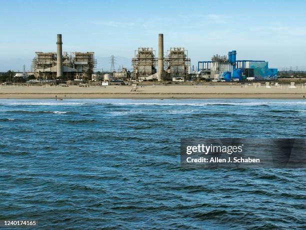 Huntington Beach, CA An aerial view of the AES Huntington Beach Energy Center, the proposed site of the Poseidon Desalination Plant, which would draw...