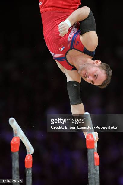 Tomas Gonzalez of Chile competing on parallel bars during the Internationaux de France de Gymnastique at the Accor Hotels Arena on September 15, 2019...
