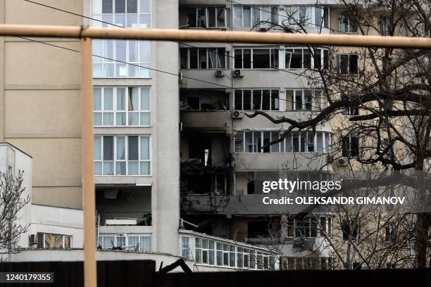 This photograph shows a damaged building in Odessa, southern Ukraine on April 23 after a reported missile strike. - A Russian strike killed at least...