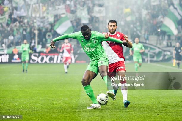 Mickael NADE - 31 Kevin VOLLAND during the Ligue 1 Uber Eats match between Lyon and Montpellier at Groupama Stadium on April 23, 2022 in Lyon,...