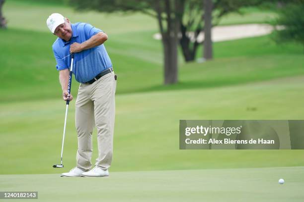 Billy Mayfair putts on the 15th hole tee during round two of the ClubCorp Classic at Las Colinas Country Club on April 23, 2022 in Irving, Texas.