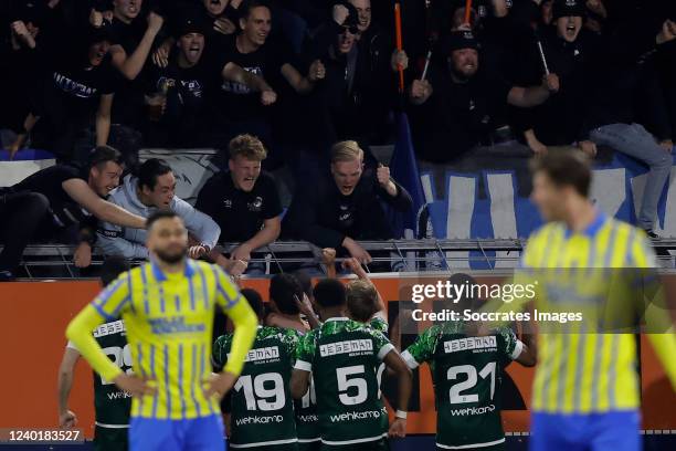 Thomas van den Belt of PEC Zwolle, Pelle Clement of PEC Zwolle, Djavan Anderson of PEC Zwolle, Gervane Kastaneer of PEC Zwolle celebrates 0-2 during...