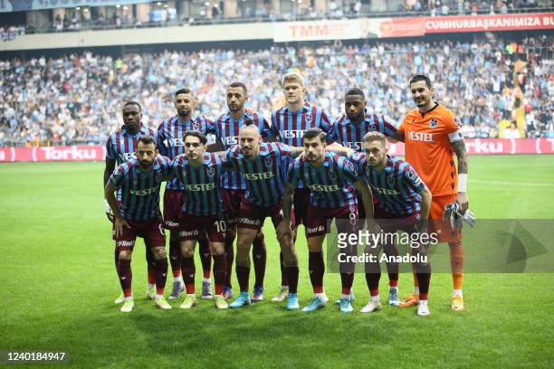 Trabzonspor football players pose for a photo before the Turkish Super Lig week 34 soccer match between Adana Demirspor and Trabzonspor at Yeni Adana...