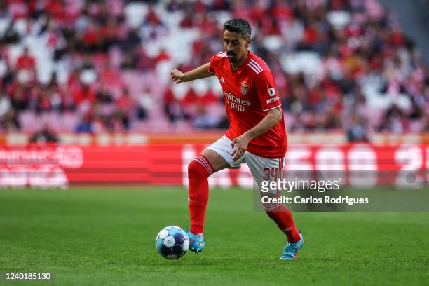 Andre Almeida of SL Benfica during the Liga Portugal Bwin match between SL Benfica and FC Famalicao at Estadio da Luz on April 23, 2022 in Lisbon,...
