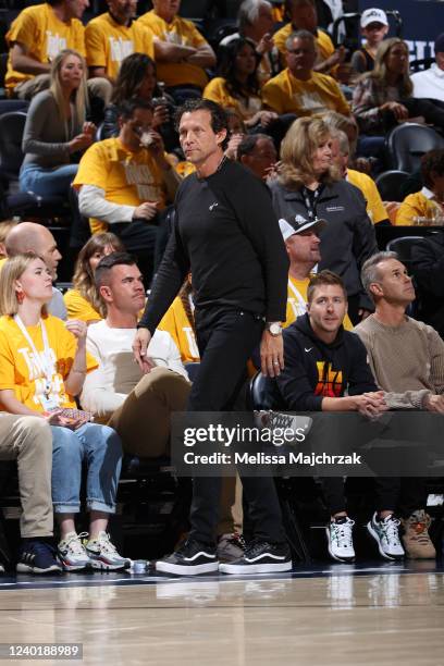 Head Coach Quin Snyder of the Utah Jazz looks on during Round 1 Game 4 of the 2022 NBA Playoffs against the Dallas Mavericks on April 23, 2022 at...
