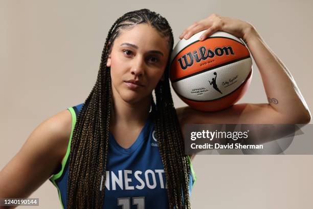 Natalie Achonwa of the Minnesota Lynx poses for a portrait during 2022 Media Day on April 20, 2022 at Target Center in Minneapolis, Minnesota. NOTE...
