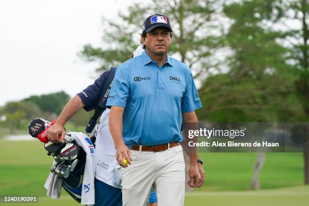 Billy Andrade walks the 11th hole green during round two of the ClubCorp Classic at Las Colinas Country Club on April 23, 2022 in Irving, Texas.