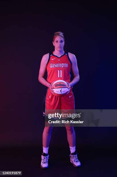 Elena Delle Donne of the Washington Mystics poses for a portrait during NBA Media Day on April 18, 2022 at Entertainment and Sports Arena in...