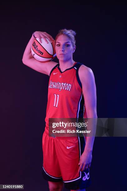 Elena Delle Donne of the Washington Mystics poses for a portrait during NBA Media Day on April 18, 2022 at Entertainment and Sports Arena in...
