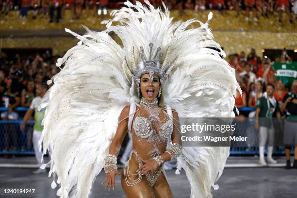 Members of Mocidade Independente de Padre Miguel samba school during the Special Group Parade on day four of the Rio de Janeiro 2022 Carnival at...