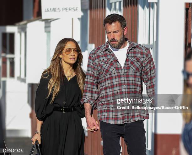 Jennifer Lopez and Ben Affleck are seen on April 23, 2022 in Los Angeles, California.