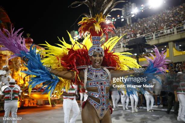 Members of Grande Rio samba school during the Special Group Parade on day four of the Rio de Janeiro 2022 Carnival at Marques de Sapucai Sambodrome...