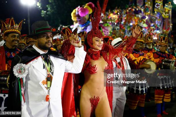 Brazilian actress Paolla Oliveira, queen of drums of Acadêmicos do Grande Rio samba school during the Special Group Parade on day four of the Rio de...