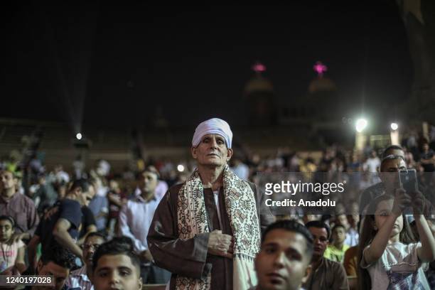 Egyptian Coptic Christians attend a religious ceremony for the Holy Saturday at the Samaan el-Kharaz monastery in Cairo's Mount Muqattam, Egypt on...