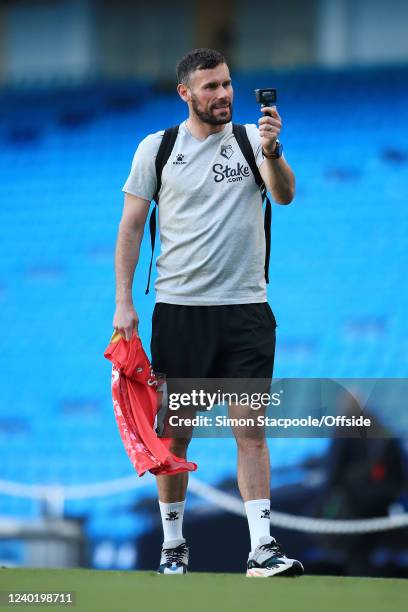 Watford goalkeeper Ben Foster films with his GoPro camera after the Premier League match between Manchester City and Watford at Etihad Stadium on...